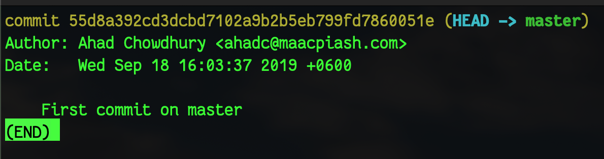 git log on master