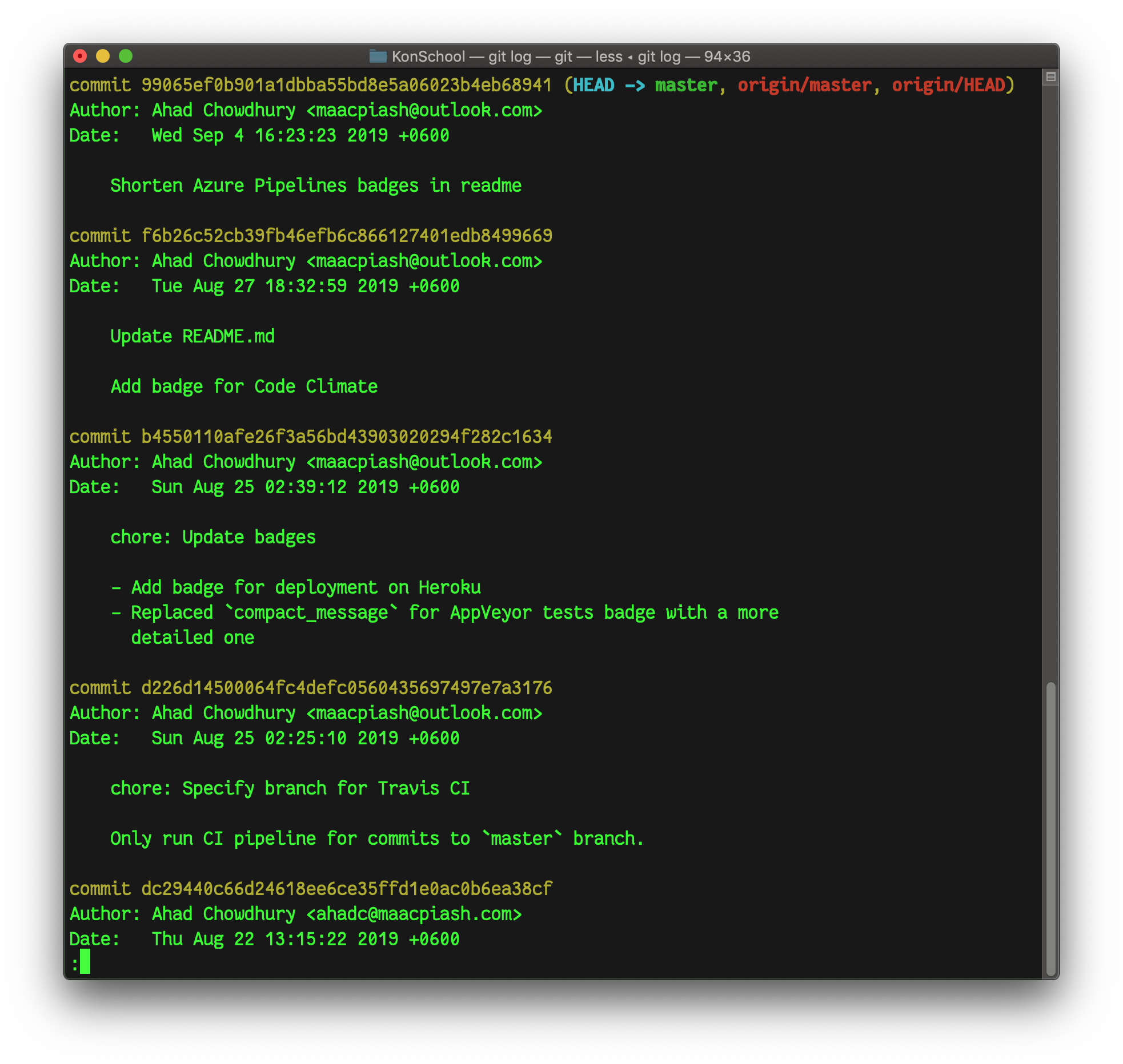 git log