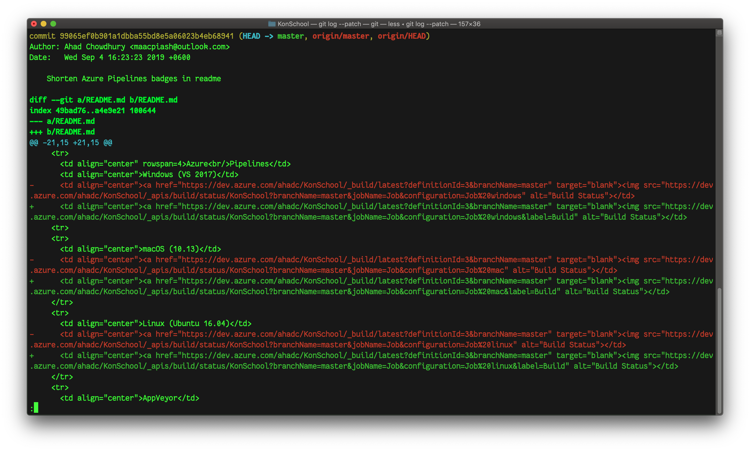 git log --patch